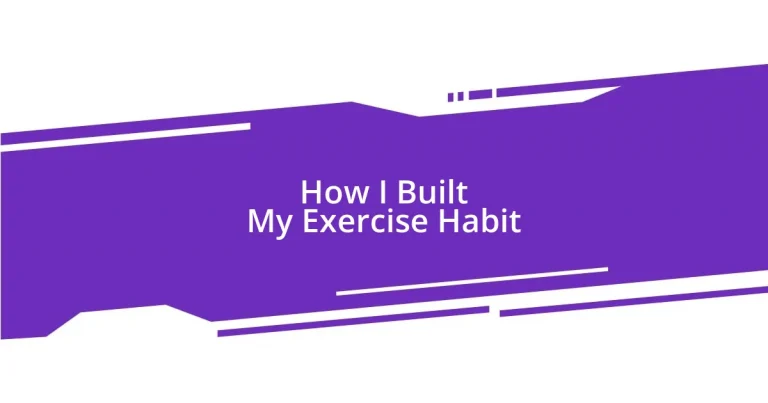 How I Built My Exercise Habit